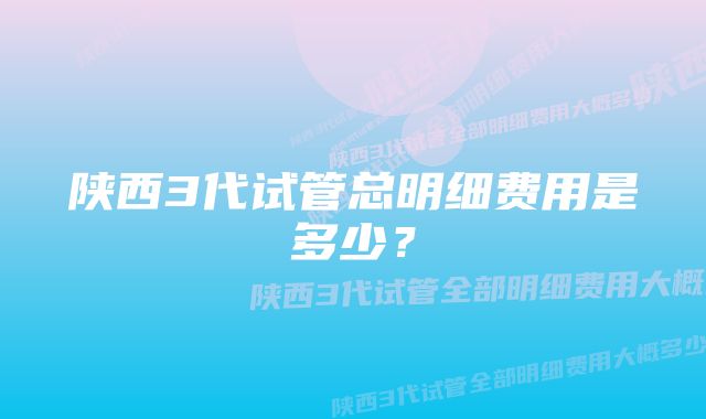 陕西3代试管总明细费用是多少？