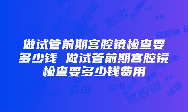 做试管前期宫腔镜检查要多少钱 做试管前期宫腔镜检查要多少钱费用