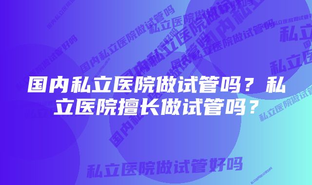 国内私立医院做试管吗？私立医院擅长做试管吗？