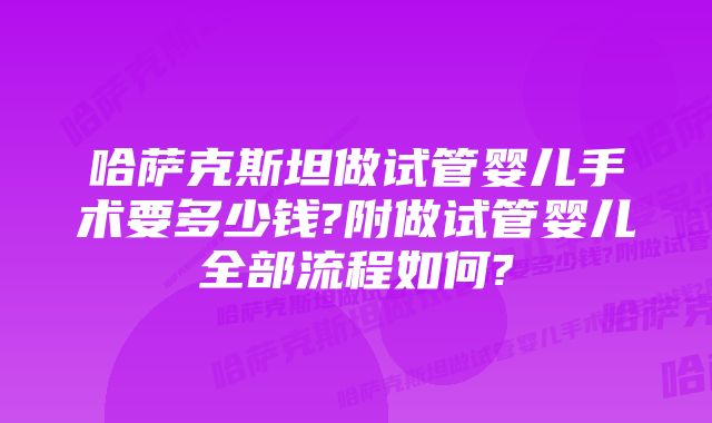 哈萨克斯坦做试管婴儿手术要多少钱?附做试管婴儿全部流程如何?