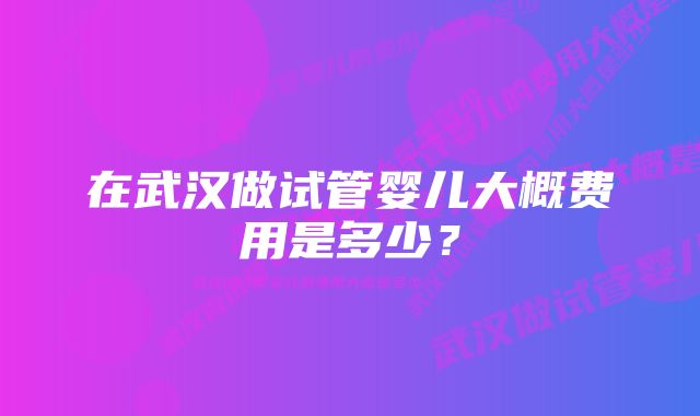 在武汉做试管婴儿大概费用是多少？