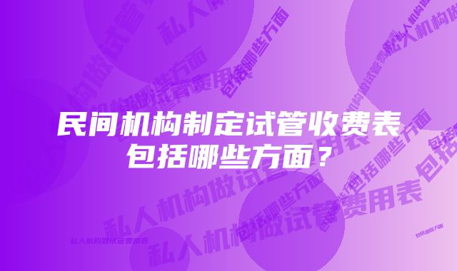 民间机构制定试管收费表包括哪些方面？