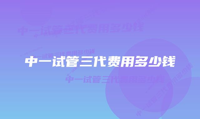 中一试管三代费用多少钱