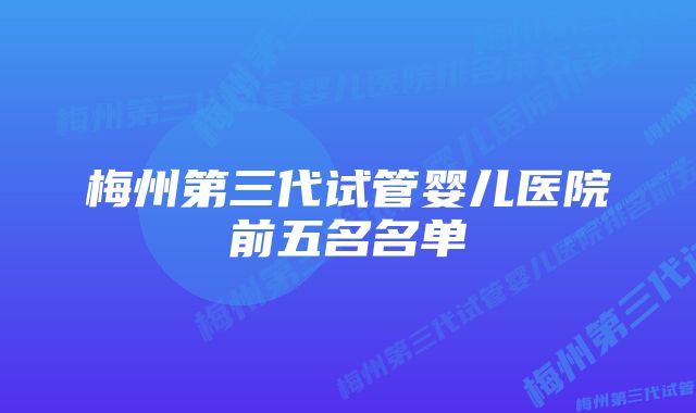 梅州第三代试管婴儿医院前五名名单