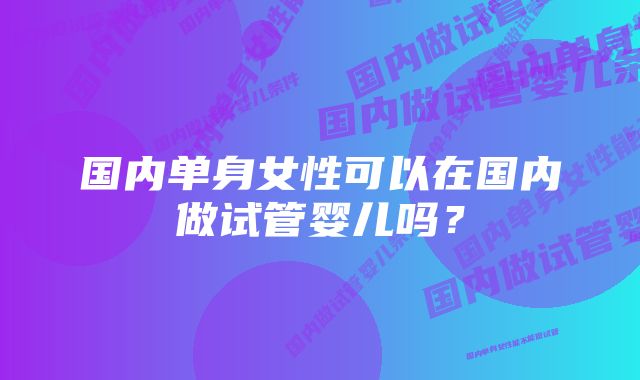 国内单身女性可以在国内做试管婴儿吗？