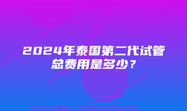 2024年泰国第二代试管总费用是多少？