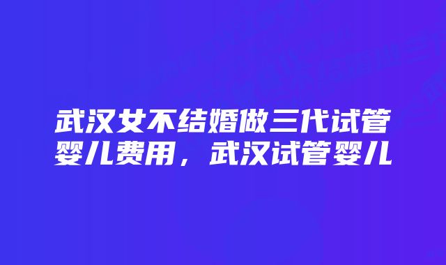 武汉女不结婚做三代试管婴儿费用，武汉试管婴儿