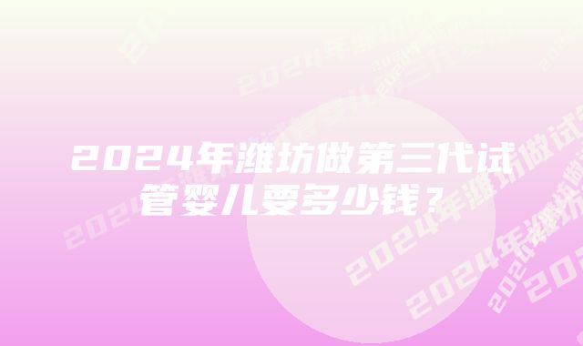 2024年潍坊做第三代试管婴儿要多少钱？