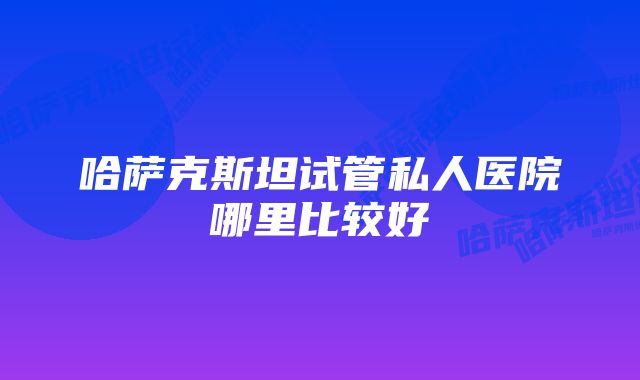 哈萨克斯坦试管私人医院哪里比较好