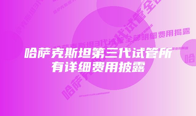 哈萨克斯坦第三代试管所有详细费用披露