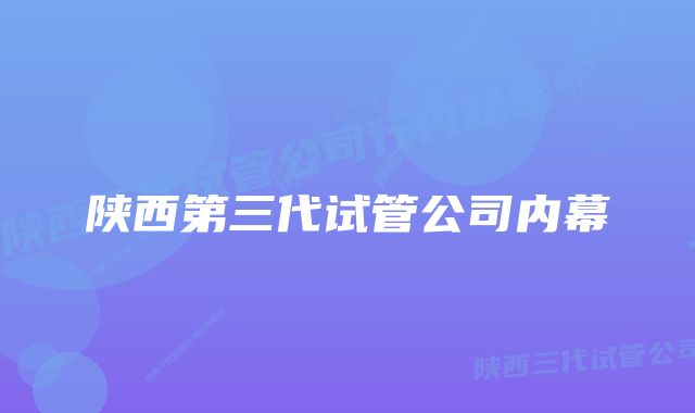 陕西第三代试管公司内幕