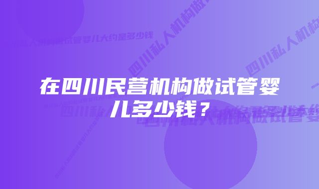 在四川民营机构做试管婴儿多少钱？