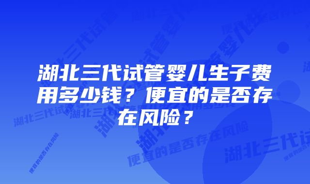 湖北三代试管婴儿生子费用多少钱？便宜的是否存在风险？