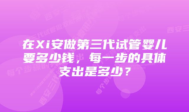 在Xi安做第三代试管婴儿要多少钱，每一步的具体支出是多少？