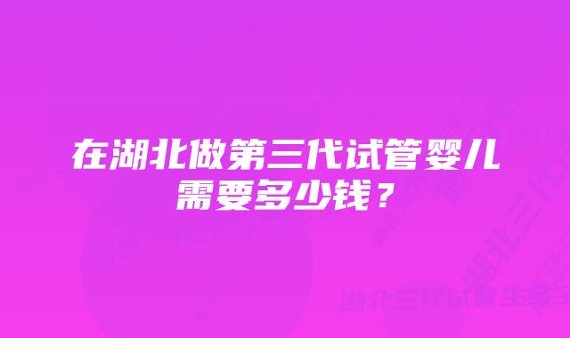 在湖北做第三代试管婴儿需要多少钱？