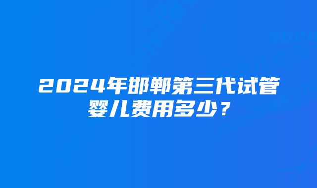 2024年邯郸第三代试管婴儿费用多少？