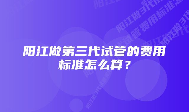 阳江做第三代试管的费用标准怎么算？