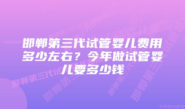 邯郸第三代试管婴儿费用多少左右？今年做试管婴儿要多少钱