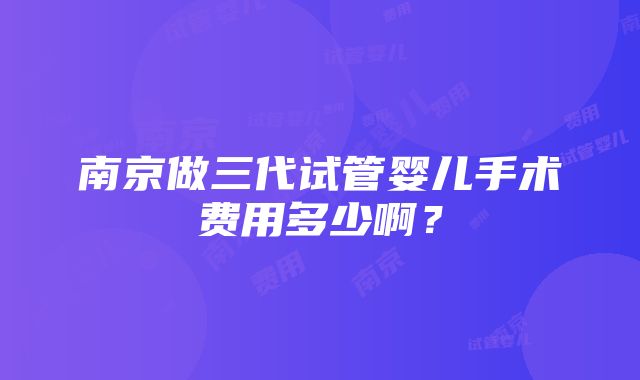 南京做三代试管婴儿手术费用多少啊？