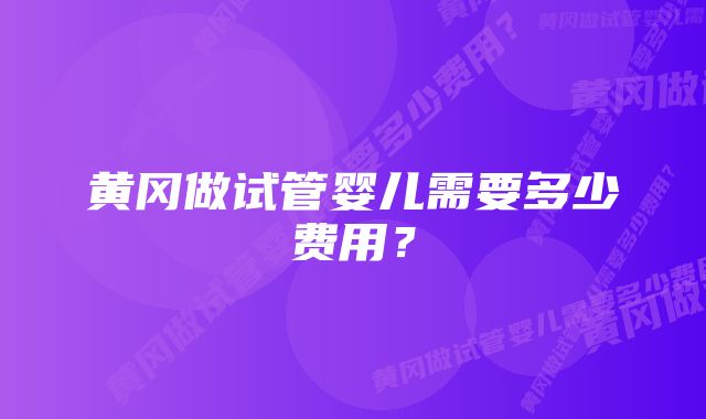 黄冈做试管婴儿需要多少费用？