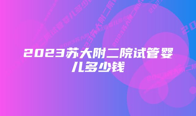 2023苏大附二院试管婴儿多少钱