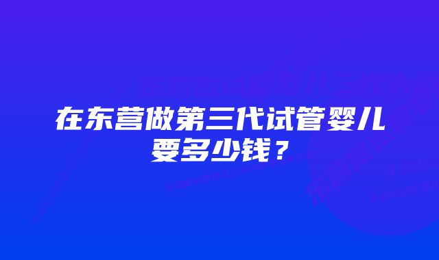 在东营做第三代试管婴儿要多少钱？