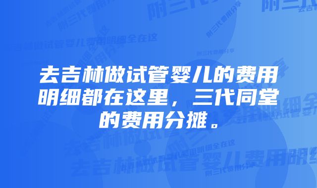 去吉林做试管婴儿的费用明细都在这里，三代同堂的费用分摊。