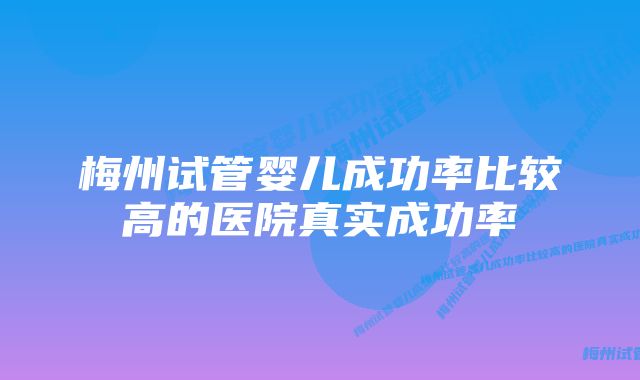 梅州试管婴儿成功率比较高的医院真实成功率