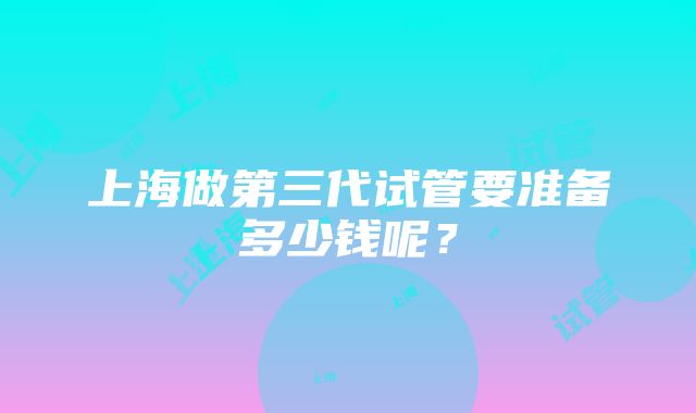 上海做第三代试管要准备多少钱呢？