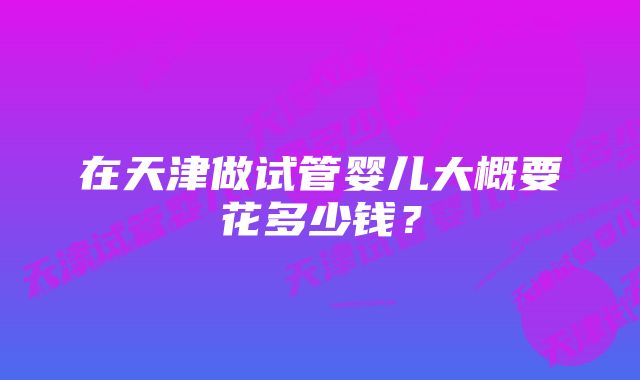 在天津做试管婴儿大概要花多少钱？