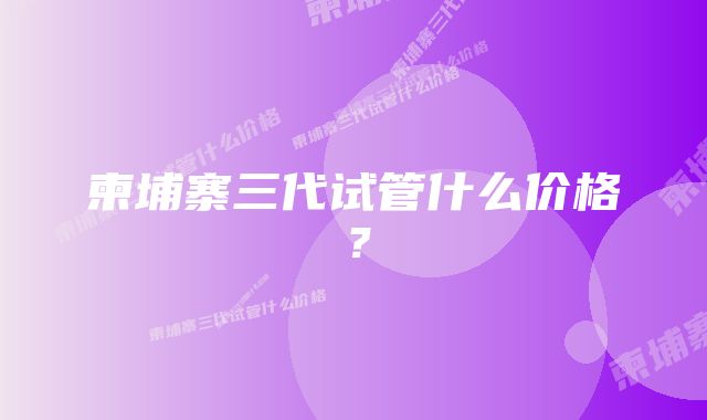 柬埔寨三代试管什么价格？