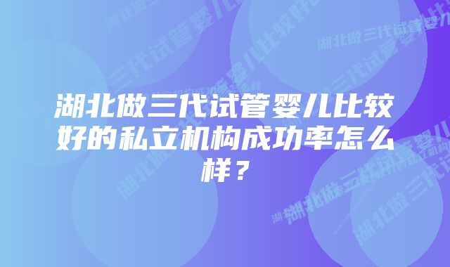 湖北做三代试管婴儿比较好的私立机构成功率怎么样？