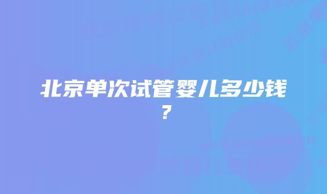 北京单次试管婴儿多少钱？