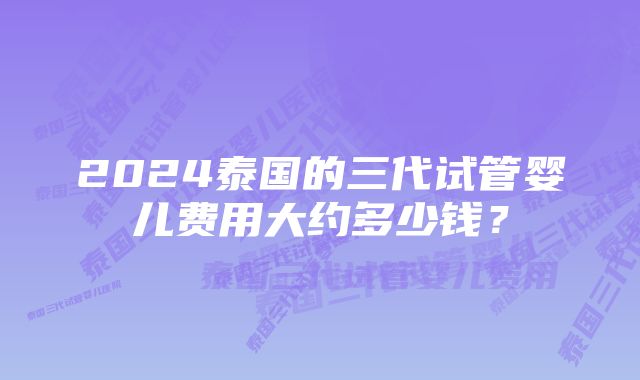 2024泰国的三代试管婴儿费用大约多少钱？