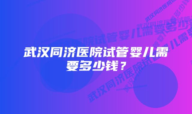 武汉同济医院试管婴儿需要多少钱？