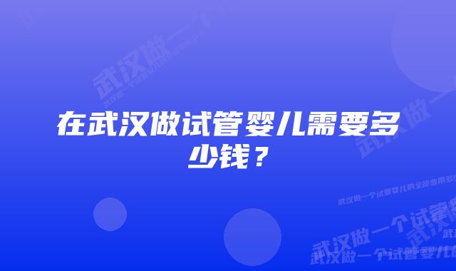 在武汉做试管婴儿需要多少钱？