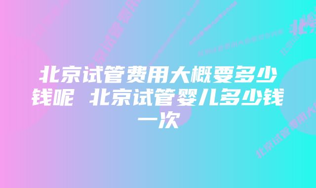 北京试管费用大概要多少钱呢 北京试管婴儿多少钱一次