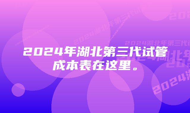 2024年湖北第三代试管成本表在这里。