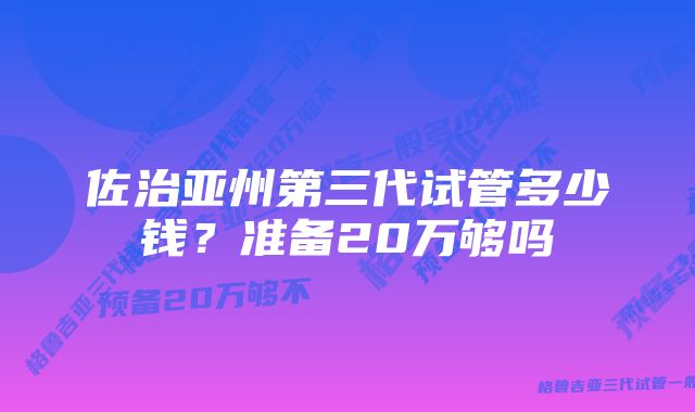 佐治亚州第三代试管多少钱？准备20万够吗