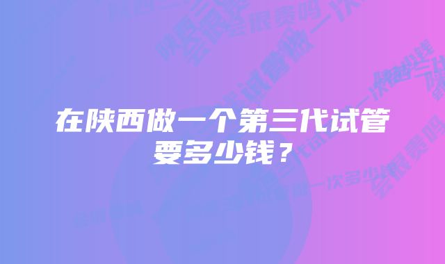 在陕西做一个第三代试管要多少钱？