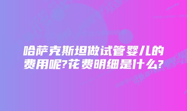 哈萨克斯坦做试管婴儿的费用呢?花费明细是什么?