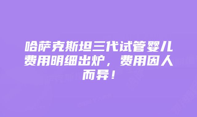 哈萨克斯坦三代试管婴儿费用明细出炉，费用因人而异！