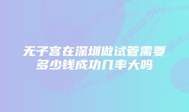 无子宫在深圳做试管需要多少钱成功几率大吗