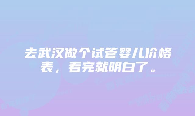 去武汉做个试管婴儿价格表，看完就明白了。