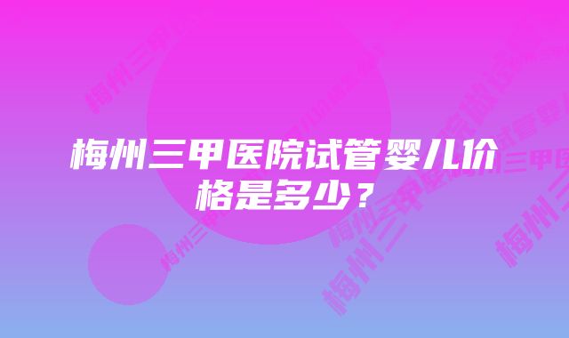 梅州三甲医院试管婴儿价格是多少？