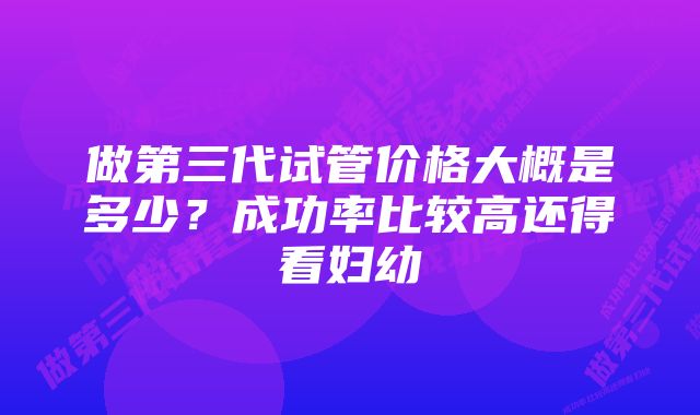 做第三代试管价格大概是多少？成功率比较高还得看妇幼