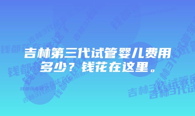 吉林第三代试管婴儿费用多少？钱花在这里。