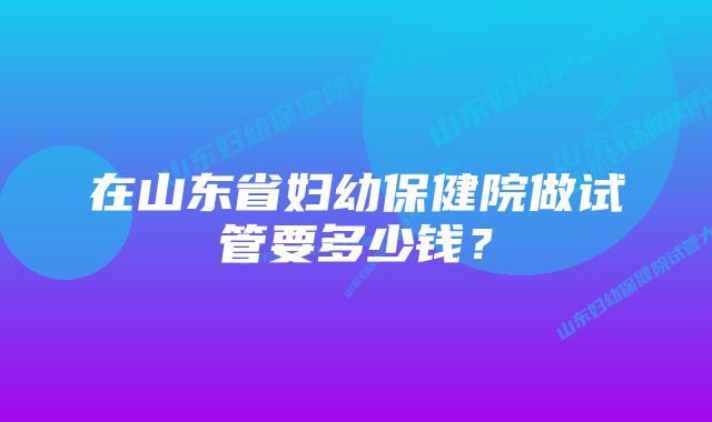 在山东省妇幼保健院做试管要多少钱？