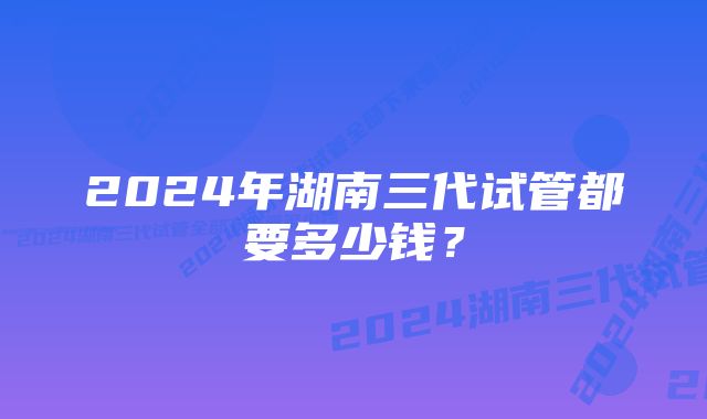 2024年湖南三代试管都要多少钱？