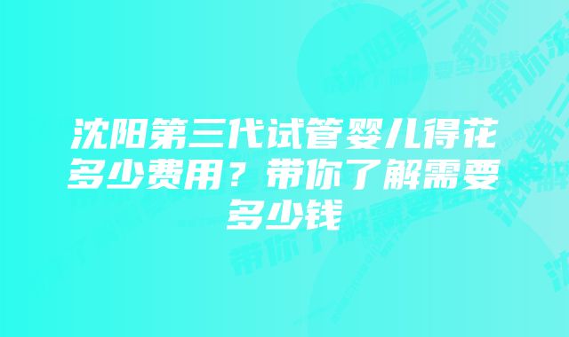 沈阳第三代试管婴儿得花多少费用？带你了解需要多少钱